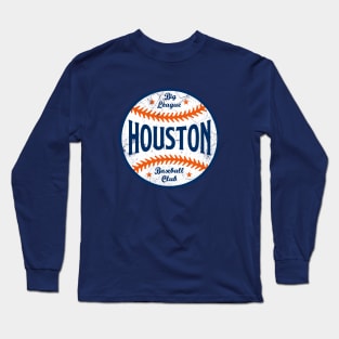 Houston Retro Big League Baseball - Navy Long Sleeve T-Shirt